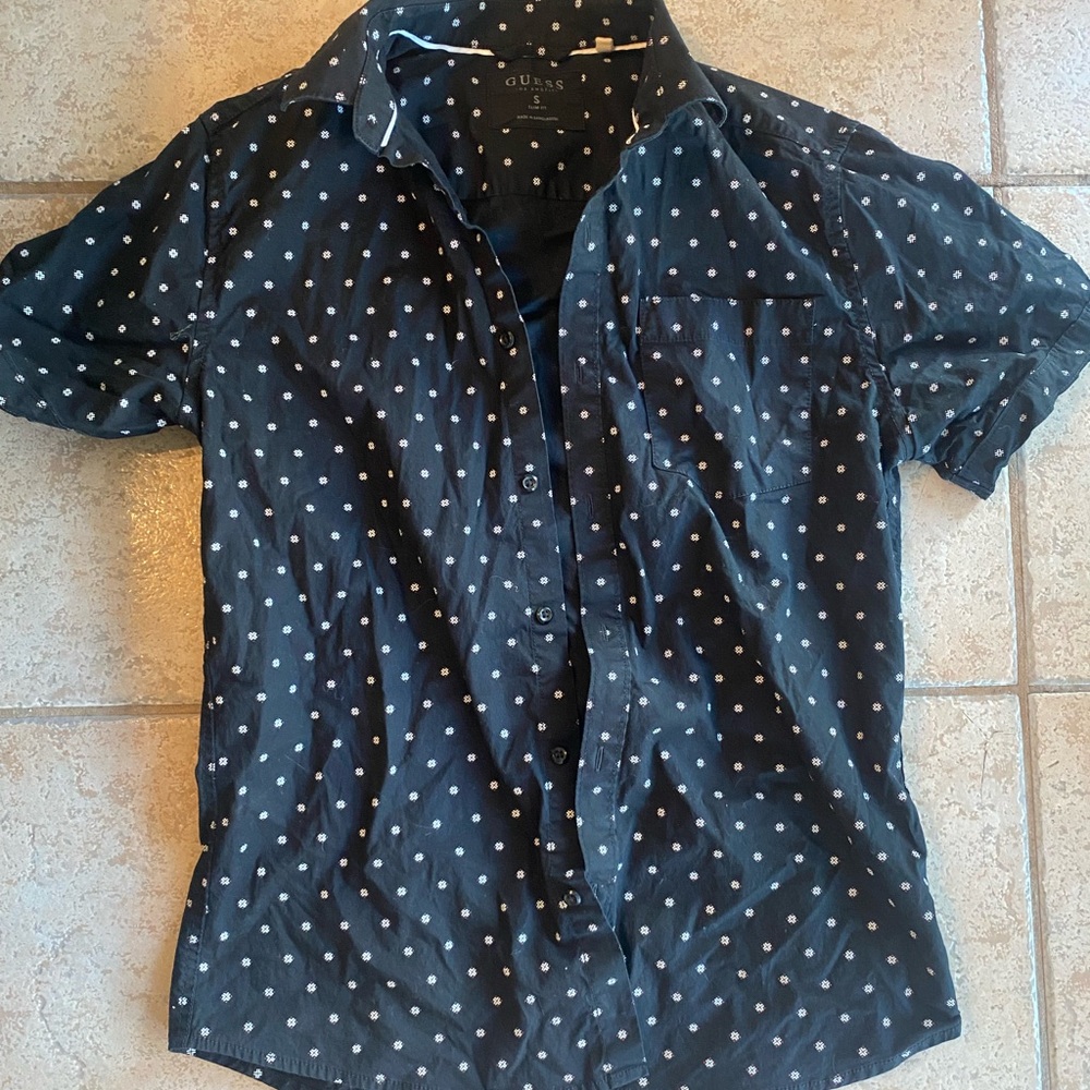 Guess Black Shirt with White Dots